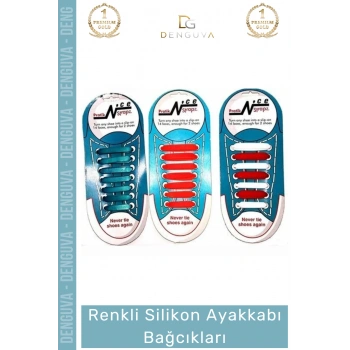 #Bağcık Pratik Esnek Dayanıklı Spor Sneaker Uyumlu Unisex Renkli Silikon Ayakkabı Bağcıkları