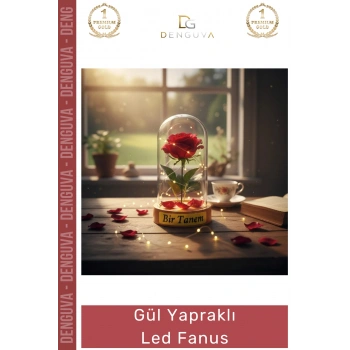 #LedFanus Romantik Dekoratif Gün Işığı Yapay Çiçekli Hediyelik Lamba Fanus Gül Yapraklı Led Fanus