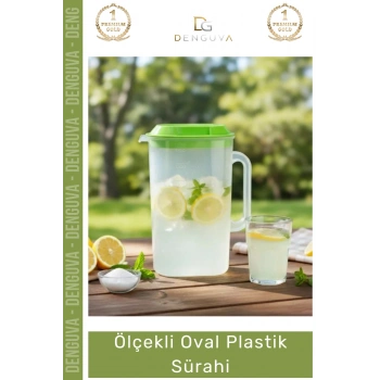 #Sürahi Mutfak Pratik Estetik Hafif Ergonomik Sap Geniş Hacim Şeffaf İçecek Oval Plastik Sürahi