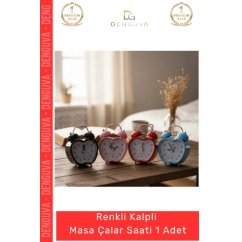 #ÇalarSaat Dekoratif Işıklı Nostaljik Kulaklı Çan Tasarım Şık Hediye Komodin Renkli Kalp Masa Çalar