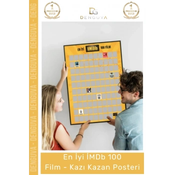 #Sinema Sinema Tutkunu Hediye Dekoratif İnteraktif Kült Liste IMDb 100 Film Kazı Kazan Posteri