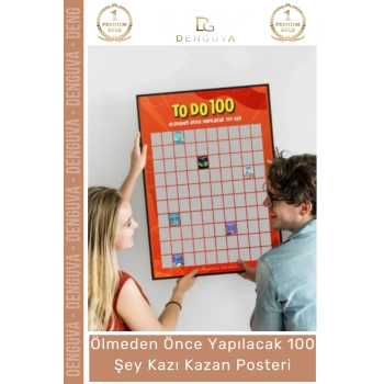 #Poster Hediye Dekoratif Duvar Tablosu Liste Ölmeden Önce Yapılacak 100 Şey Kazı Kazan Posteri
