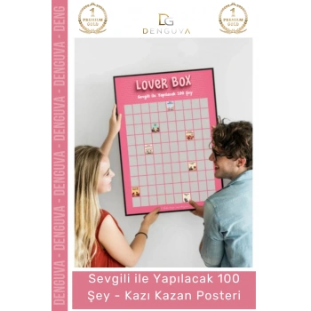 #Poster Romantik Sevgililer Günü Hediyesi Tablo Sevgili Yapılacak 100 Şey Kazı Kazan Posteri