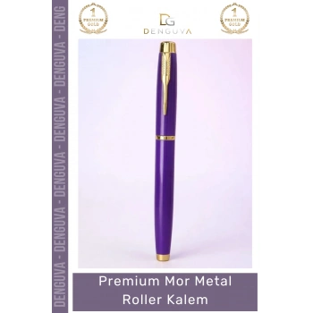 #Kalem Lüks Ofis Hediyesi Logo Baskılı Ergonomik Tasarım Kaliteli Premium Mor Metal Roller Kalem