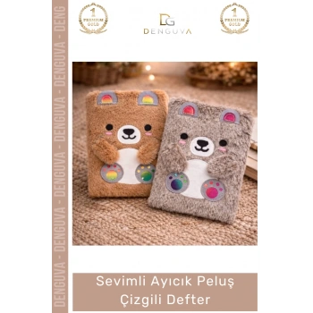 #Defter Hediyelik A5 Boyut Yumuşak Kapak 150 Sayfa Kaliteli Okul Ayıcık Peluş Çizgili Defter