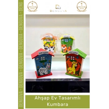 #Kumbara Dekoratif Eğitici Çocuk Hediyesi Doğal Tasarruf Odaklı Şık Ahşap Ev Tasarımlı Kumbara