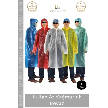 #Yağmurluk Su Geçirmez Kapüşonlu Polietilen Dayanıklı Pratik Hafif Kullan At Yağmurluk Beyaz