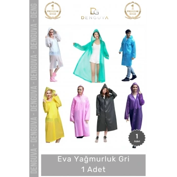 #Yağmurluk Su Geçirmez Hafif Kapüşonlu Unisex Dayanıklı Modern Çıtçıtlı Koruyucu Eva Yağmurluk Gri