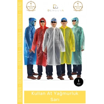 #Yağmurluk Su Geçirmez Kapüşonlu Pratik Polietilen Ekonomik Dayanıklı Hafif Kullan At Yağmurluk Sarı