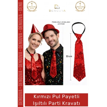 #PartiKravatı Gümüş Pul Payetli Sahne Kostüm Aksesuarı Şık Ayarlanabilir Işıltılı Parti Kravatı 33 cm