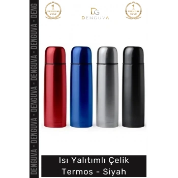 #Termos Vakum İzolasyonlu Paslanmaz Çift Katmanlı Isı Koruyan Mat Taşınabilir Çelik Termos Siyah