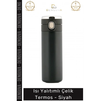 #Termos Paslanmaz Çift Katmanlı Vakum İzolasyonlu Sızdırmaz Mat 304 Matara Çelik Termos Siyah