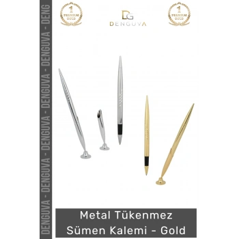 #Kalem Lüks Metal Tasarım Şık Masaüstü Ofis Aksesuarı Modern Prestij Tükenmez Sümen Kalemi Gold