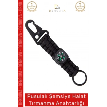 #HalatAnahtarlığı Paracord Pusulalı Taktik Dağcılık Kamp Outdoor Askeri Halat Tırmanma Anahtarlığı Siyah