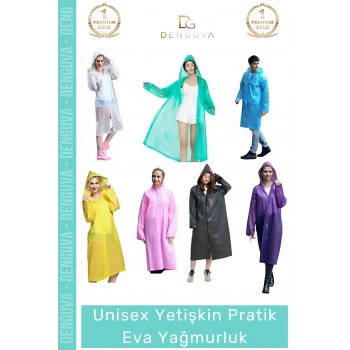 #Yağmurluk Su Geçirmez Mor Şık Hafif Dayanıklı Kapüşonlu Kalite Pratik Eva Yağmurluk 1 Adet