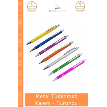 #Kalem Promosyon Kurumsal Logo Baskılı Şık Ergonomik Dayanıklı Metal Tükenmez Kalem Turuncu