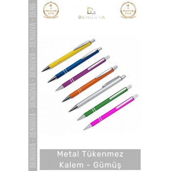 #Kalem Lüks Kurumsal Hediye Lazer Baskı Kaliteli Ofis Aksesuarı Şık Metal Tükenmez Kalem Gümüş