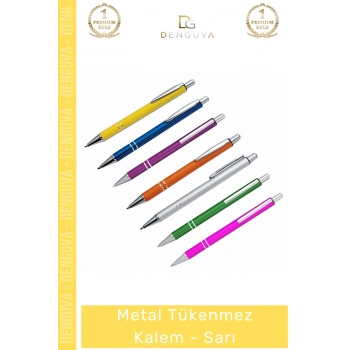 #Kalem Ofis Kurumsal Logo Baskılı Promosyon Lüks Hediye Kaliteli Şık Metal Tükenmez Kalem Sarı