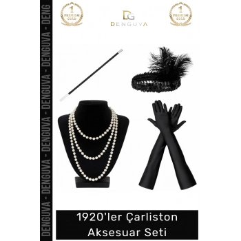 #KostümSeti İnci Kolye Eldiven Sigara Tutucu Saç Bandı Retro Kostüm 1920’ler Çarliston Aksesuar Seti
