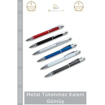 #Kalem Logo Baskılı Kurumsal Hediye Promosyon Lüks Şık Prestijli Ofis Metal Tükenmez Kalem Gümüş