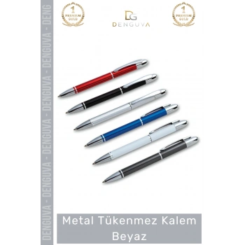 #Kalem Lüks Promosyon Logo Baskılı Kurumsal Hediye Şık Dayanıklı Prestij Metal Tükenmez Kalem Beyaz