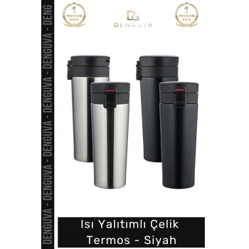 #Termos Modern Tasarım Üstün Yalıtım Teknolojili Paslanmaz Vakumlu Mat Şık Çelik Termos Siyah