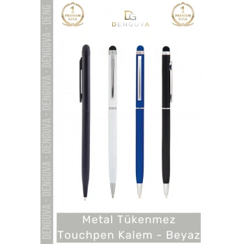 #Kalem Kurumsal Promosyon Lazer Baskı Metal Gövde Dokunmatik Şık Tükenmez Touchpen Kalem Beyaz