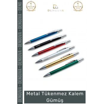 #Kalem Premium Lazer Baskı Kurumsal Prestijli Modern Dayanıklı Şık Metal Tükenmez Kalem Gümüş