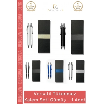 #KalemSeti Metal Gövde Profesyonel Hediye Yazı Takımı Şık Roller Tükenmez Kalem Seti Gümüş - 1 Adet