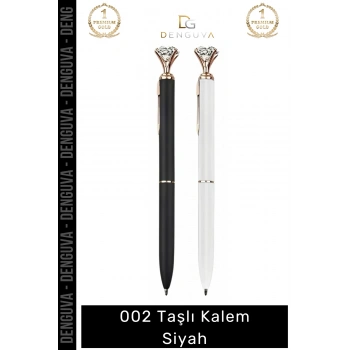 #TaşlıKalem Lüks Metal Gövde Kristal Detaylı Ergonomik Tasarım Kaliteli Mürekkep Taşlı Kalem Siyah