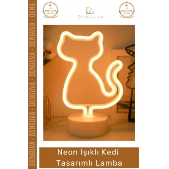 #NeonLamba Dekoratif Modern Neon LED Gece Masa Lambası Hediye Estetik Işıklı Kedi Tasarımlı Lamba