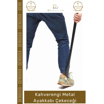 #Kerata 65 cm Ekstra Uzun Boy Kahverengi Sağlam Çelik Ergonomik Konforlu Metal Ayakkabı Çekeceği
