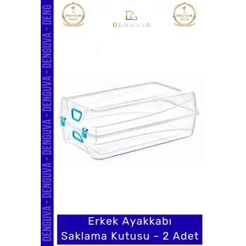 #AyakkabıKutusu Şeffaf Plastik İstiflenebilir Katlanabilir Modüler Modern Saklama Erkek Ayakkabı Kutusu - 2 Adet