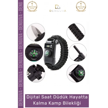 #Bileklik Paracord Dijital Saat Taktik Outdoor Doğa Acil Durum Seti Hayatta Kalma Kamp Bilekliği