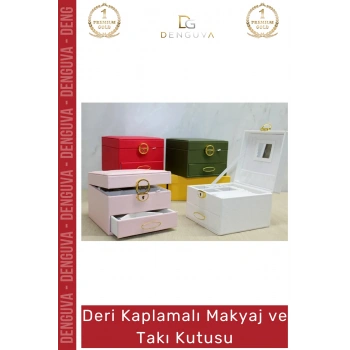 #TakıKutusu Lüks Şık Organizer Takı Çantası Modern Saklama Kutusu Deri Kaplamalı Makyaj Takı Kutusu