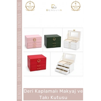 #TakıKutusu Lüks Tasarım Bölmeli Organizer Suni Deri Dayanıklı Deri Kaplamalı Makyaj Takı Kutusu