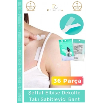 #KıyafetBandı Şeffaf Çift Taraflı Vücut Kıyafet Sabitleyici Yaka Bluz Elbise Kaydırmaz 36 Parça Bant