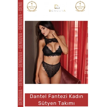 #FanteziSütyen Siyah Dantelli Sezon Zarif Şık Seksi Çekici Rahat Feminen Fantezi Kadın Sütyen Takım