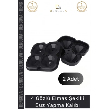 #BuzKalıbı Silikon Kokteyl Sunum Gı Uyumlu Esnek Dayanıklı Elmas Şekilli Buz Yapma Kalıbı Buzluk - 2 Adet
