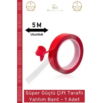 #Bant Çift Taraflı Güçlü PE Köpük Akrilik Yapışkanlı Sabitleme Montaj Bandı 1mm X 5mt 1 Adet