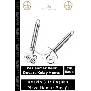 #HamurBıçağı Paslanmaz Çelik Keskin Profesyonel Mutfak Pratik Hamur Çift Başlıklı Pizza Hamur Bıçağı