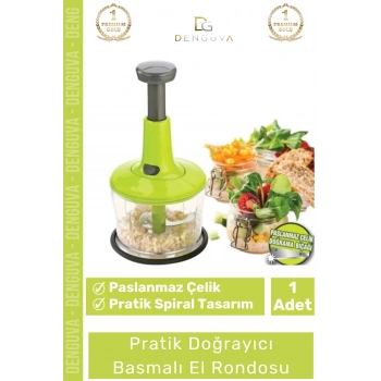 #ElRondosu Paslanmaz Çelik Bıçaklı Pratik El Rondosu Manuel Basmalı Sebze Meyve Soğan Doğrayıcı