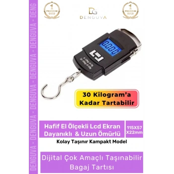 #Tartı Dijital Hassas Ölçüm Yapan Taşınabilir Kompakt ABS Plastik Gövdeli Bagaj Tartısı Max 30
