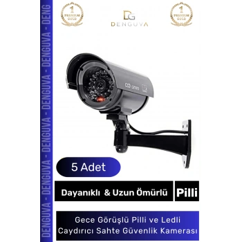 GüvenlikKamerası Caydırıcı Gece Görüş Görünümlü Aktivasyon Işıklı Pilli Kaliteli Shte Güvenlik Kamerası - 5 Adet