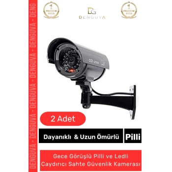 GüvenlikKamerası Caydırıcı Gece Görüş Görünümlü Aktivasyon Işıklı Pilli Kaliteli Shte Güvenlik Kamerası - 2 Adet