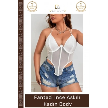 #FanteziBody Seksi Zarif Balenli Destekleyici Şık Tasarım Konforlu İnce Askılı Kadın Body