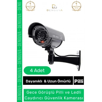 #GüvenlikKamerası Caydırıcı Gece Görüş Görünümlü Aktivasyon Işıklı Pilli Kaliteli Güvenlik Kamerası - 4 Adet