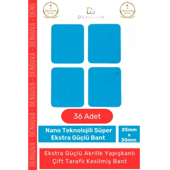 Özel Üretim Çift Taraflı Köpük Montaj Yapışkanlı Güçlü Akrilik Sabitleme 25x30mm Asma Bant 36 Adet