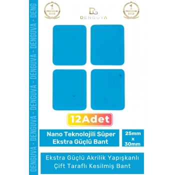 #Bant Profesyonel Güçlü Endüstriyel Montaj Sabitleme Çift Taraflı 25x30mm Asma Bant 12 Adet