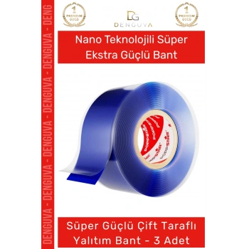 #Bant Nano VHB Şeffaf Güçlü Traceless Yıkanabilir Çift Taraflı Silikon Bant 18mm x 1,5m - 3 Adet
